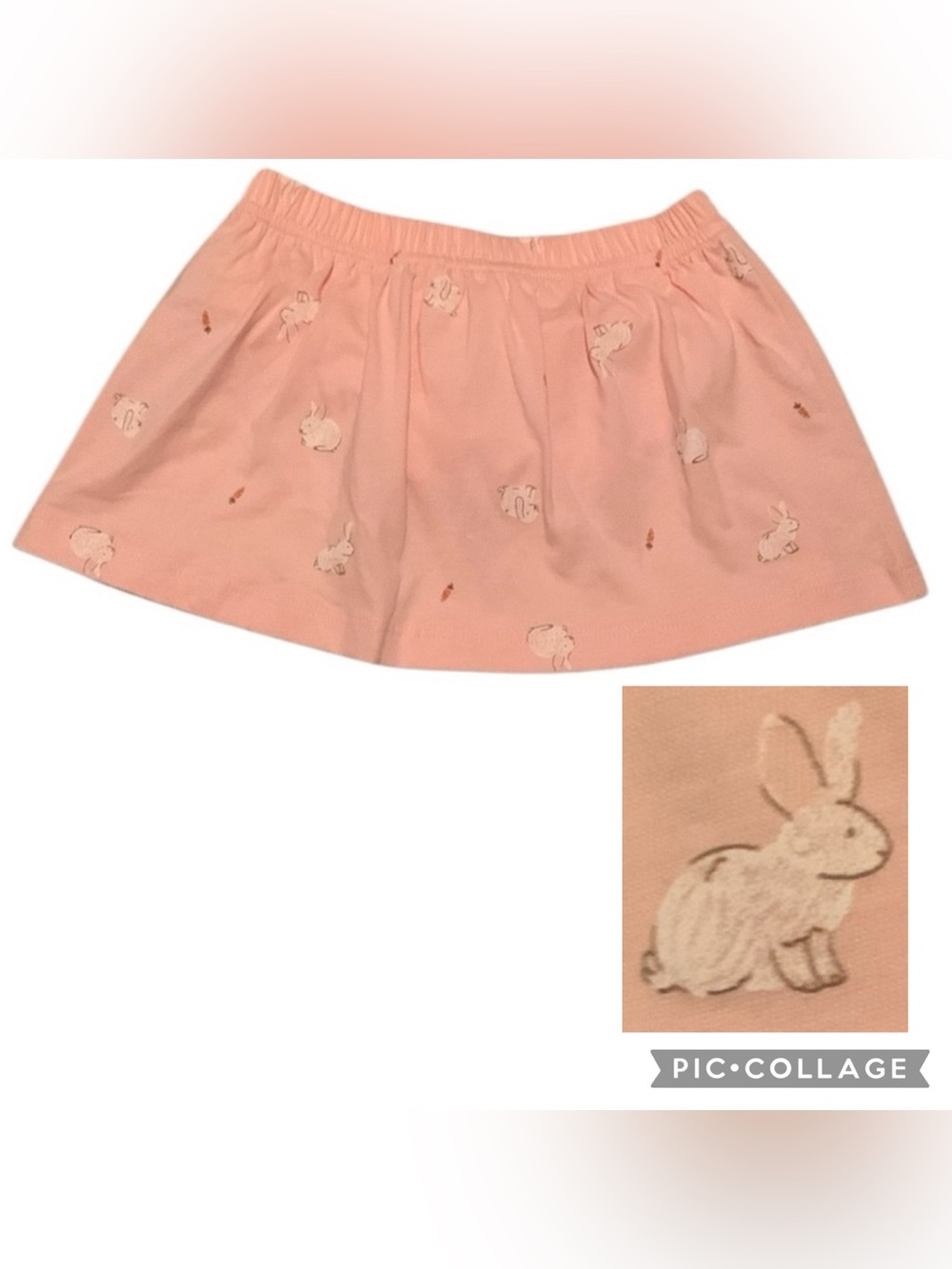 Carter’s Easter Bunny Skirt Skort Girl’s Size 9 Months Pink White Cotton Rabbit